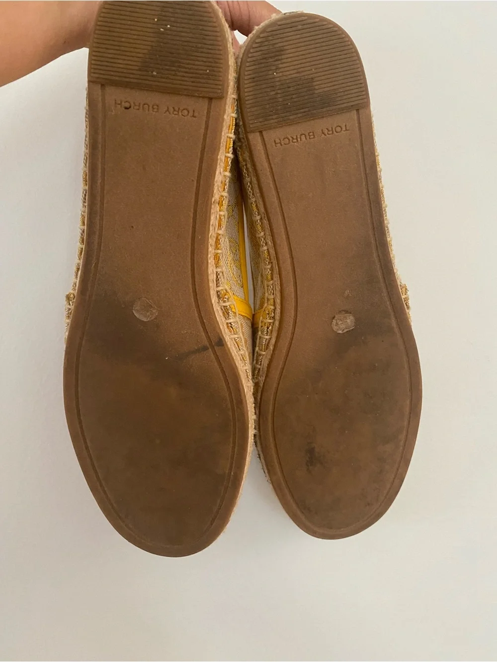 Tory Burch Goldfinch Yellow T Monogram Espadrilles size 6